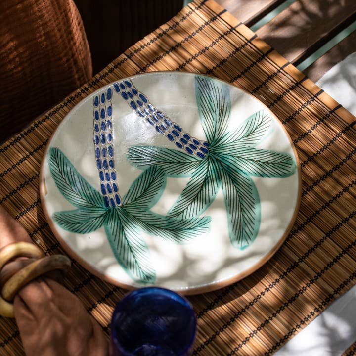 KILIIM - Venta al por mayor Plato grande - Plato de cerámica con diseño de palmera1