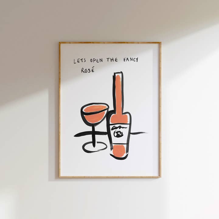 Let's Open The Fancy Rosé for wholesale by Amelia Jayne Art
