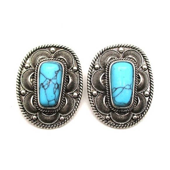 WESTLICHE CONCHO-TÜRKISSTEIN-OHRRINGE für den Großhandel von Snowing West