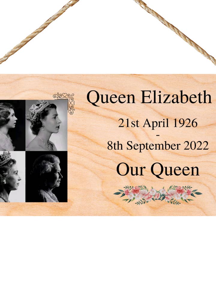 Second Ave 1926-2022 Holzschild Queen Elizabeth II Unsere Königin für den Großhandel von Second Ave Gift Company