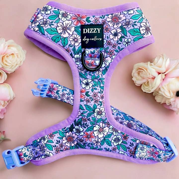 Pettorina per Cani | Floreale Lilla | Pettorina Regolabile al Collo per Cani per la vendita all'ingrosso da parte di Dizzy Dog Collars