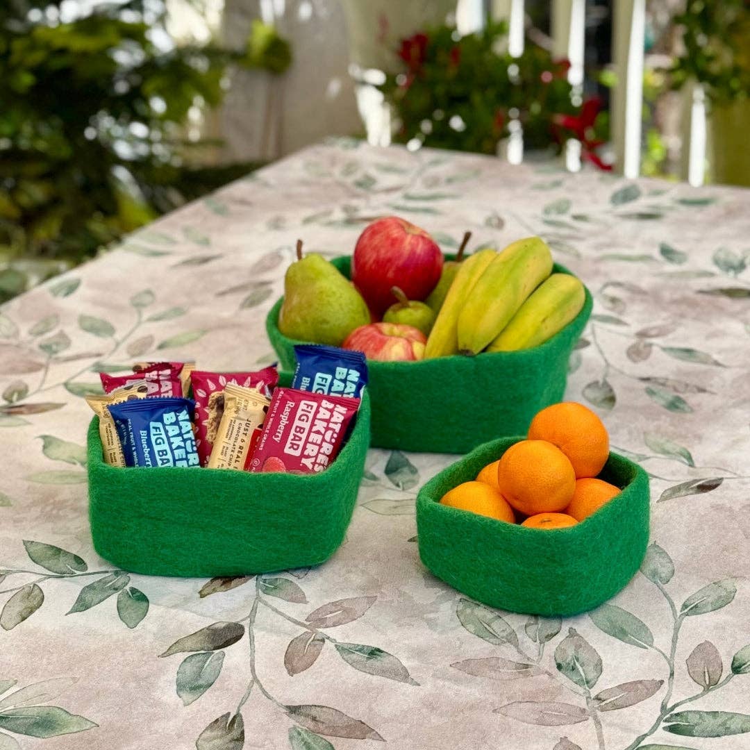 Humble Hilo - Venta al por mayor Bandejas/platos/boles decorativos - Humble Hilo Cuencos de Fieltro Hechos a Mano, Juego de 3 Cuadrados21