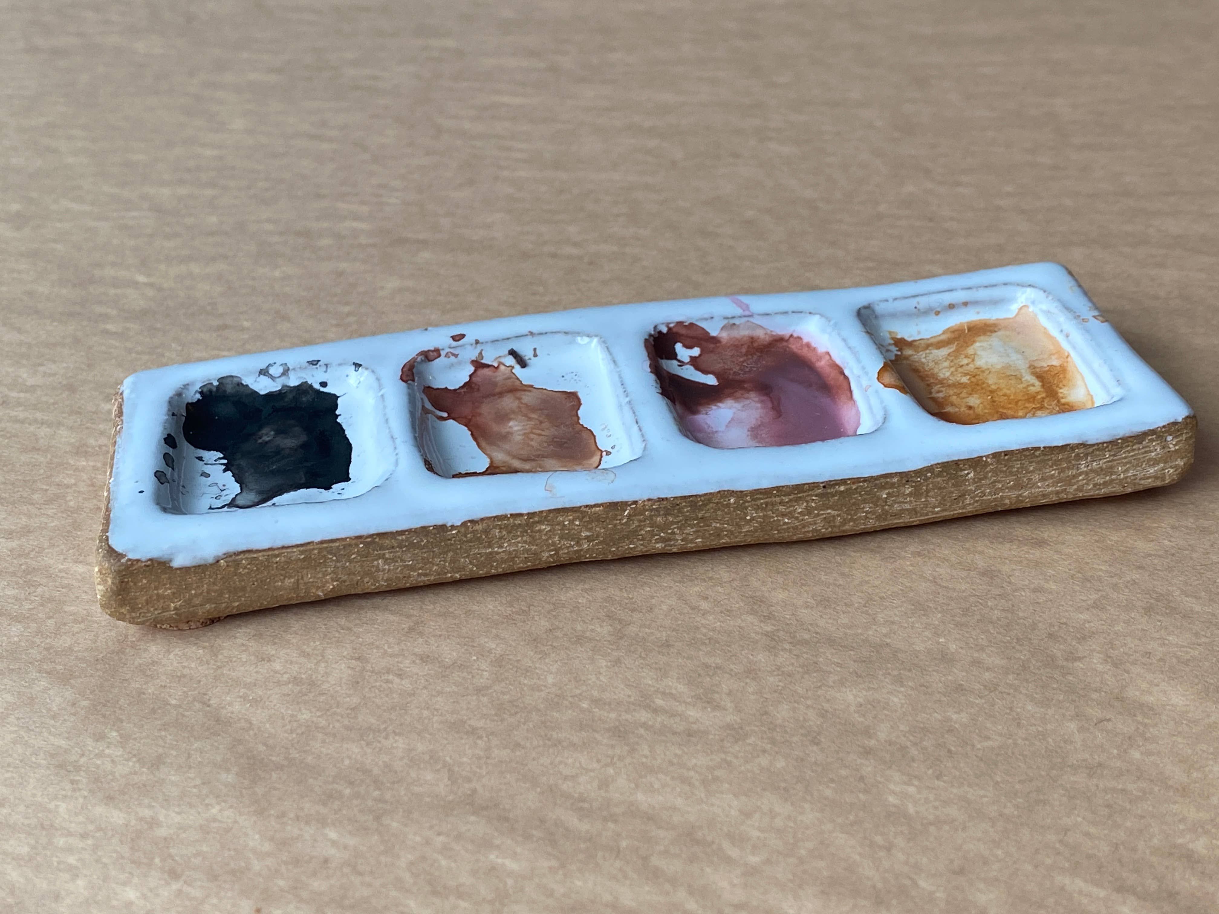 Busy Hands Studio - Wholesale Palette/Mixing Tray - Ceramic Artist 4-Pan Paint Palette - Handmade Travel Palette7