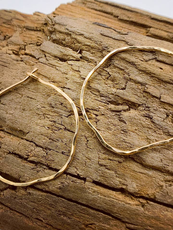 MAGDALENA Organic Hammered Freeform Hoops for wholesale by Rachel Renee Jewelry