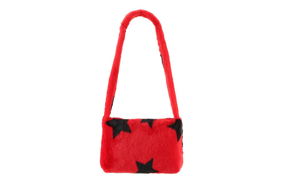 Nima Accessories Inc – wholesale Top handle bag – women's – Ladies Faux Fur Star Print Top Handle  Handbag2