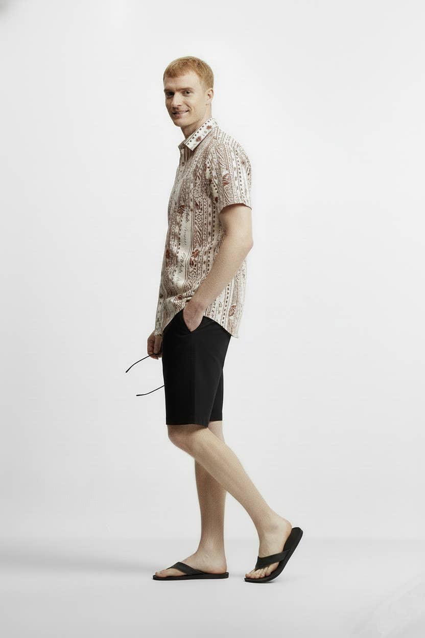 254 Camisa Masculina Estampada de Algodão com Mangas Curtas para venda a revendedores na Faire1