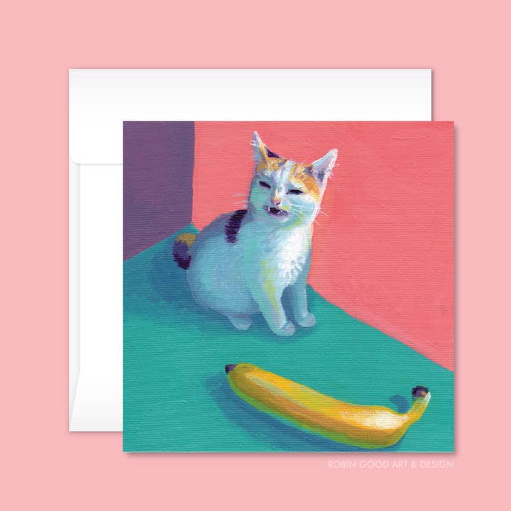 Carta Banana Cat per la vendita all'ingrosso da parte di Robin Good Art & Design