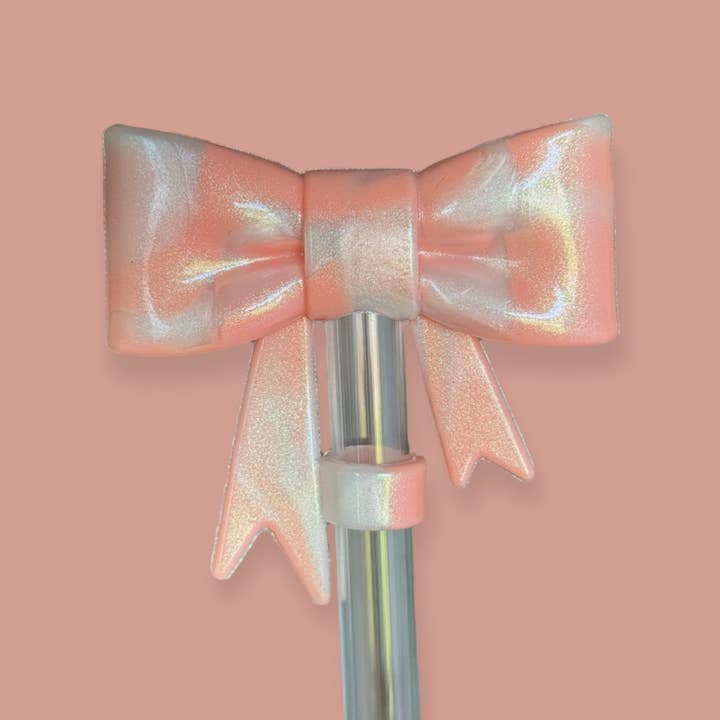 Fersken og Perle Glimmer | Sløjfe | Sugerørstopper 10mm for engroshandel hos Sip n' Style Shop Co.