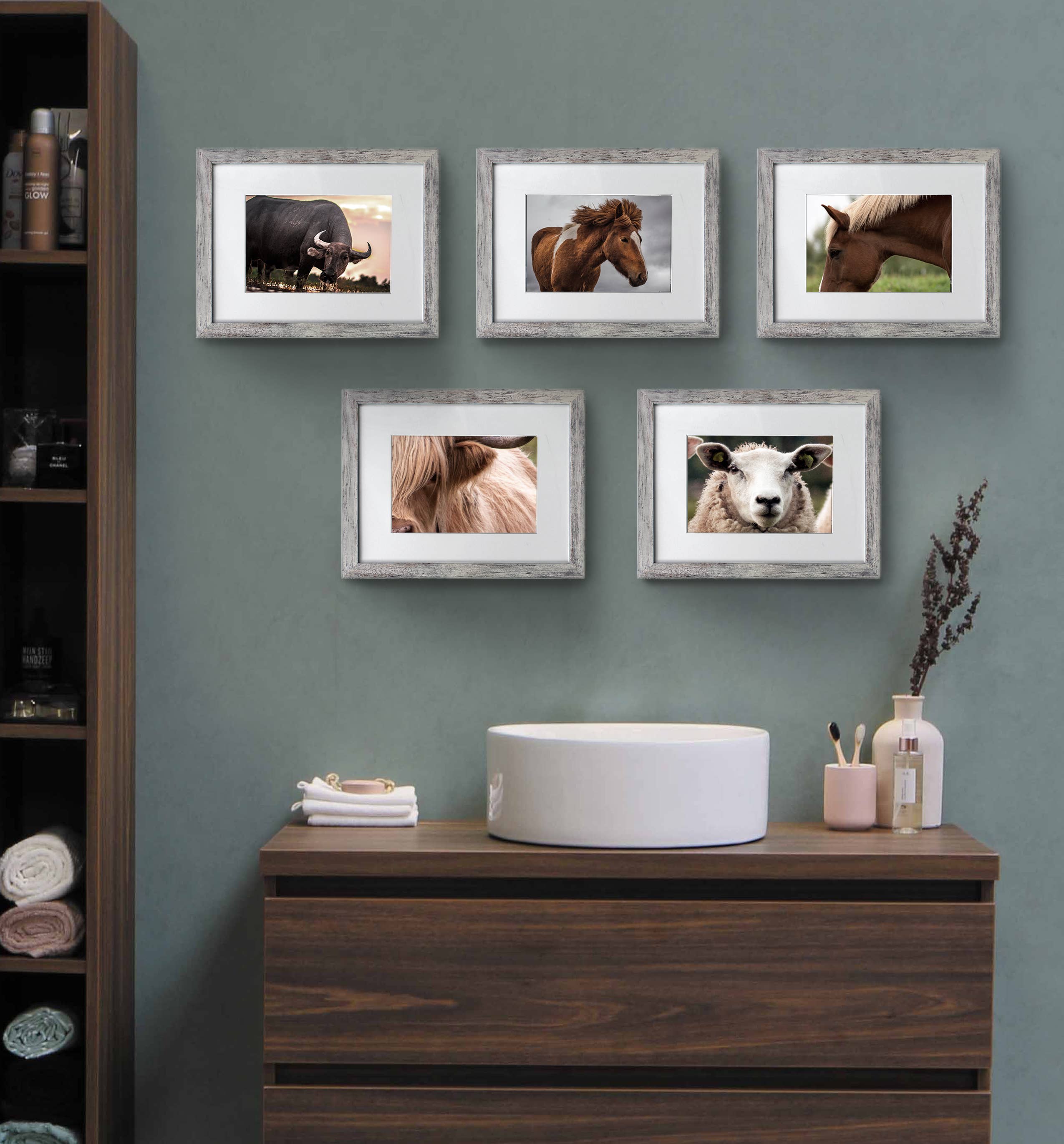 Cavepop - Wholesale Picture Frame - Wood Picture Frame Set of 5 (5" X 7" Mat; 8" X 10")1