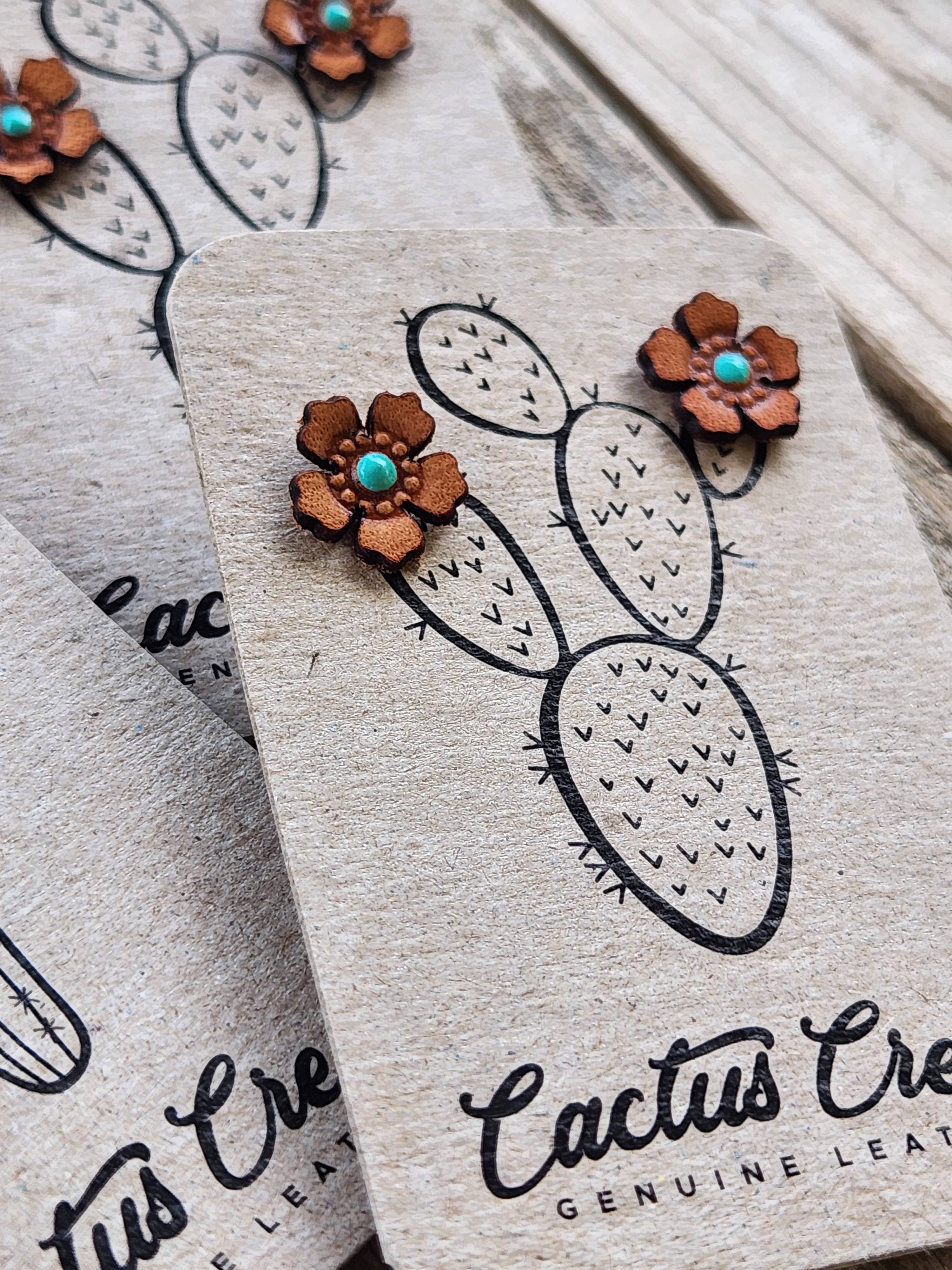 Cocklebur & Co. - Wholesale Stud/Post Earrings - Western Rose Genuine Leather Earrings3