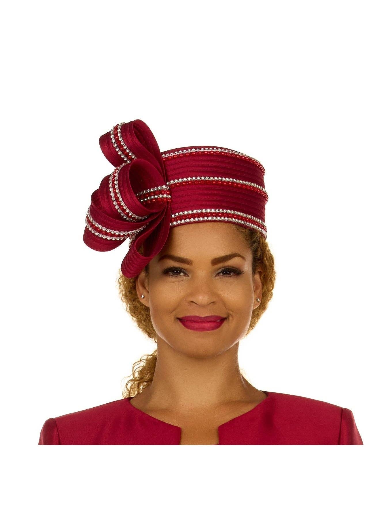 Giovanna - Wholesale Fascinator Hat - Women's - Stoned Pillbox Hat w/ Ovsz Bow4