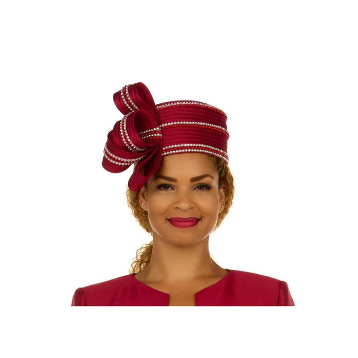 Giovanna - Wholesale Fascinator Hat - Women's - Stoned Pillbox Hat w/ Ovsz Bow4