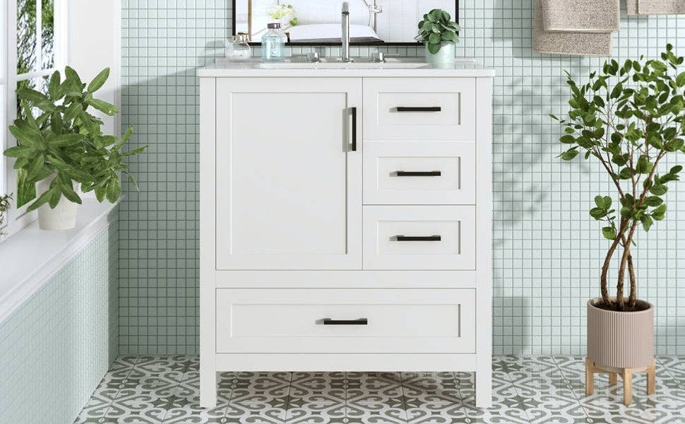 39F Inc. - Vente Armoire - Meuble-lavabo blanc de 30" avec lavabo et tiroirs à fermeture douce38