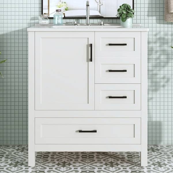 39F Inc. - Wholesale Cabinet - 30" White Bathroom Vanity with Sink & Soft Close Drawers29