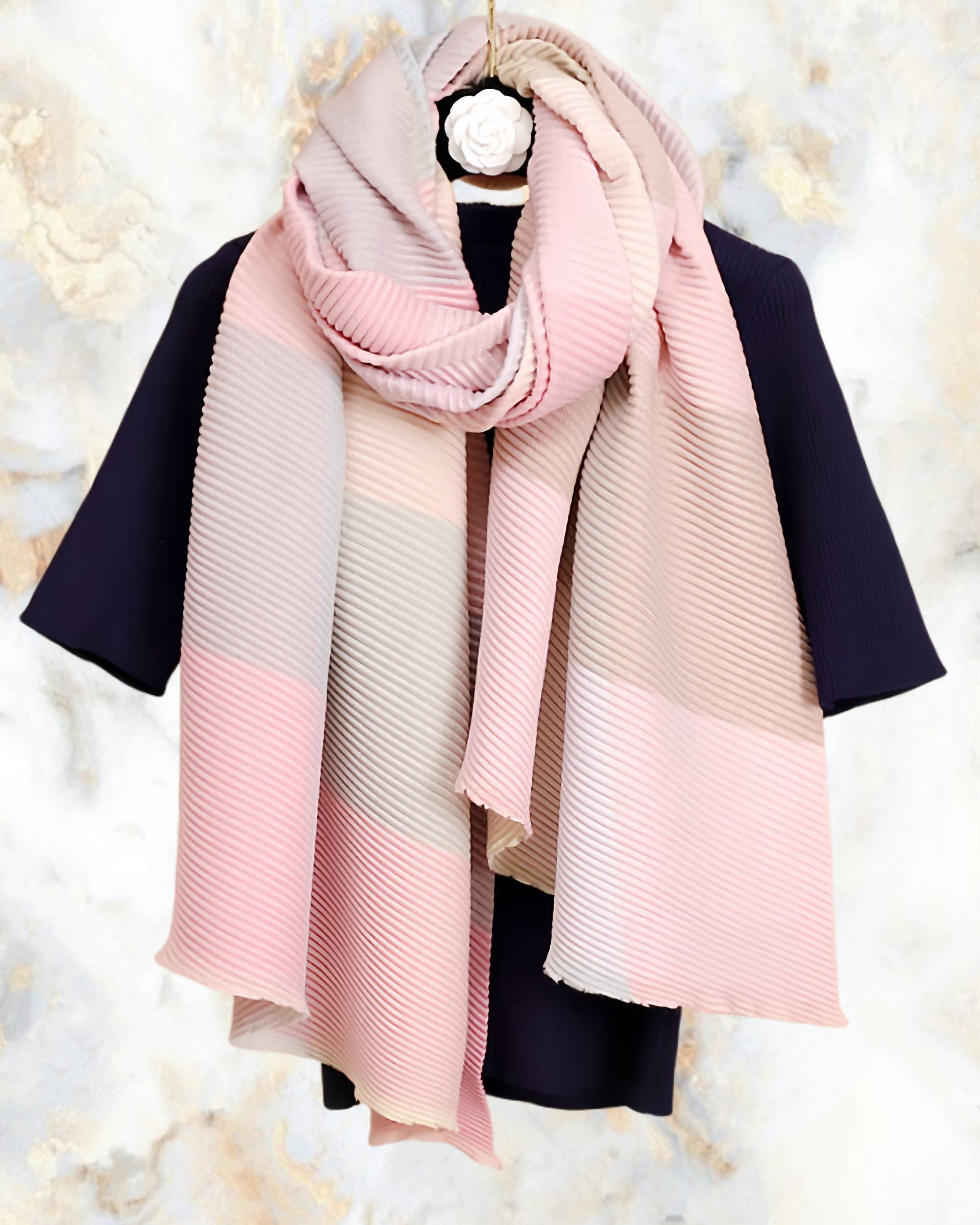 JC Sunny Fashion – wholesale Halsduk - Dam – JC021032 Lyxig 3D-texturerad skrynklig scarf4