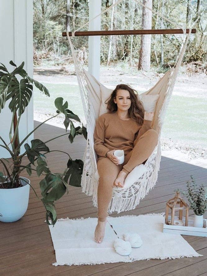 Limbo Imports Hammocks - Wholesale Tree Hammock - Luxury Boho Crochet Hanging Chair+ 2 Pillow Cover Set3