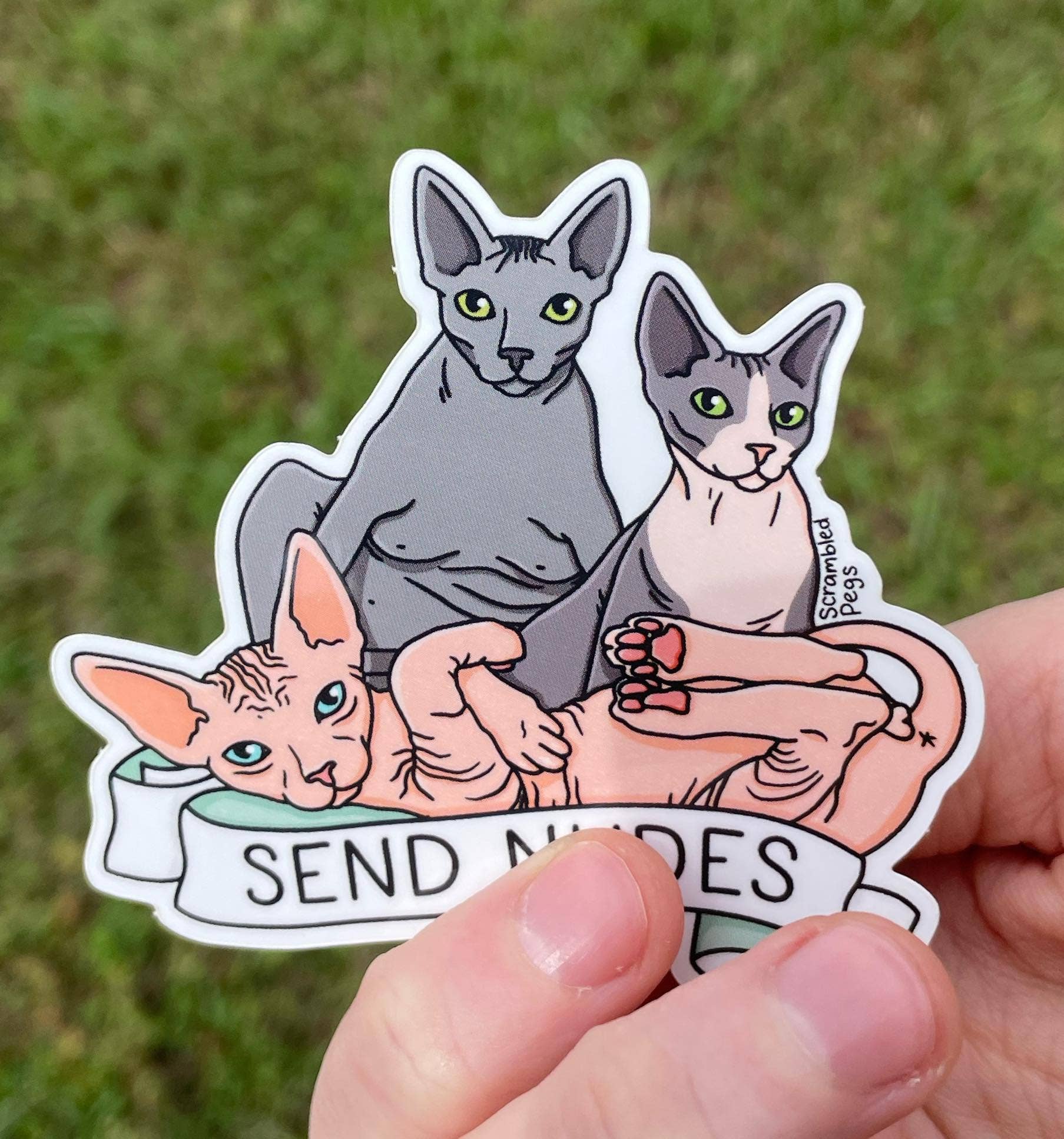 Scrambled Pegs – Großhandel Aufkleber – Send N*Des Sphynx Cat Lustiger Aufkleber, spülmaschinengeeignet 2