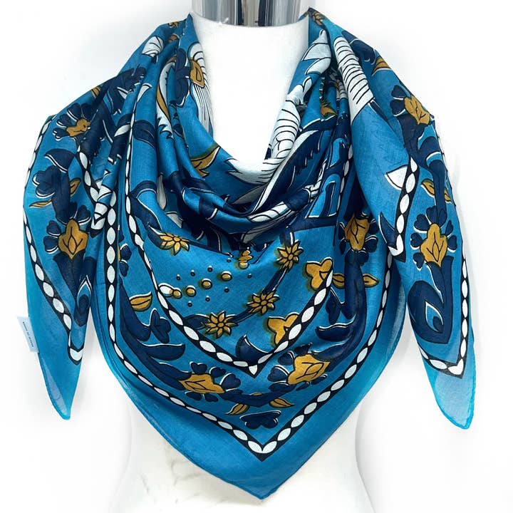 LINETA - Wholesale Head Scarf - Women's - IN-1 Cotton square scarf 110x110