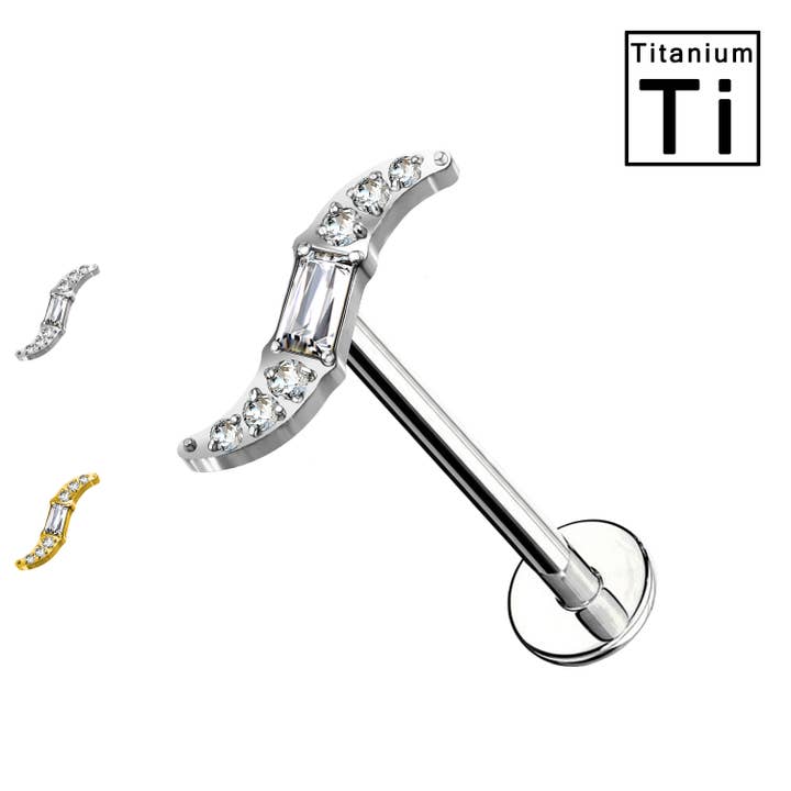 Piercing Labret in Titanio con cristalli forma S PWC-003 per la vendita all'ingrosso da parte di Awaken