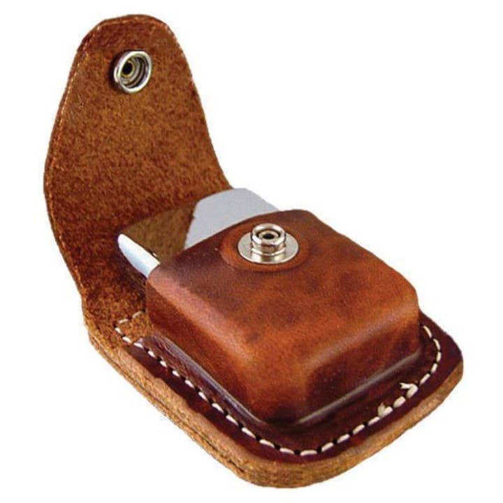 Benhalex - Wholesale Pouch - Unisex - Zippo Brown Leather Pouch with Belt Loop for Lighters