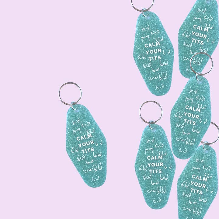 Calm Your Tits Motel Keychain for wholesale by Sunshine & Lemons Co.