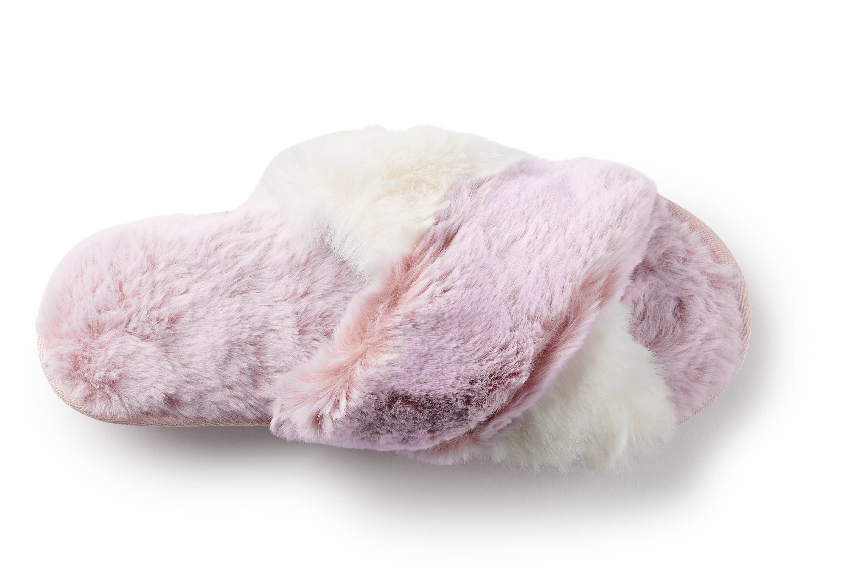 Roxoni - Wholesale Slippers - Women's - Roxoni Women's Cross Band Soft Furry Slipper 2 Tone Color4