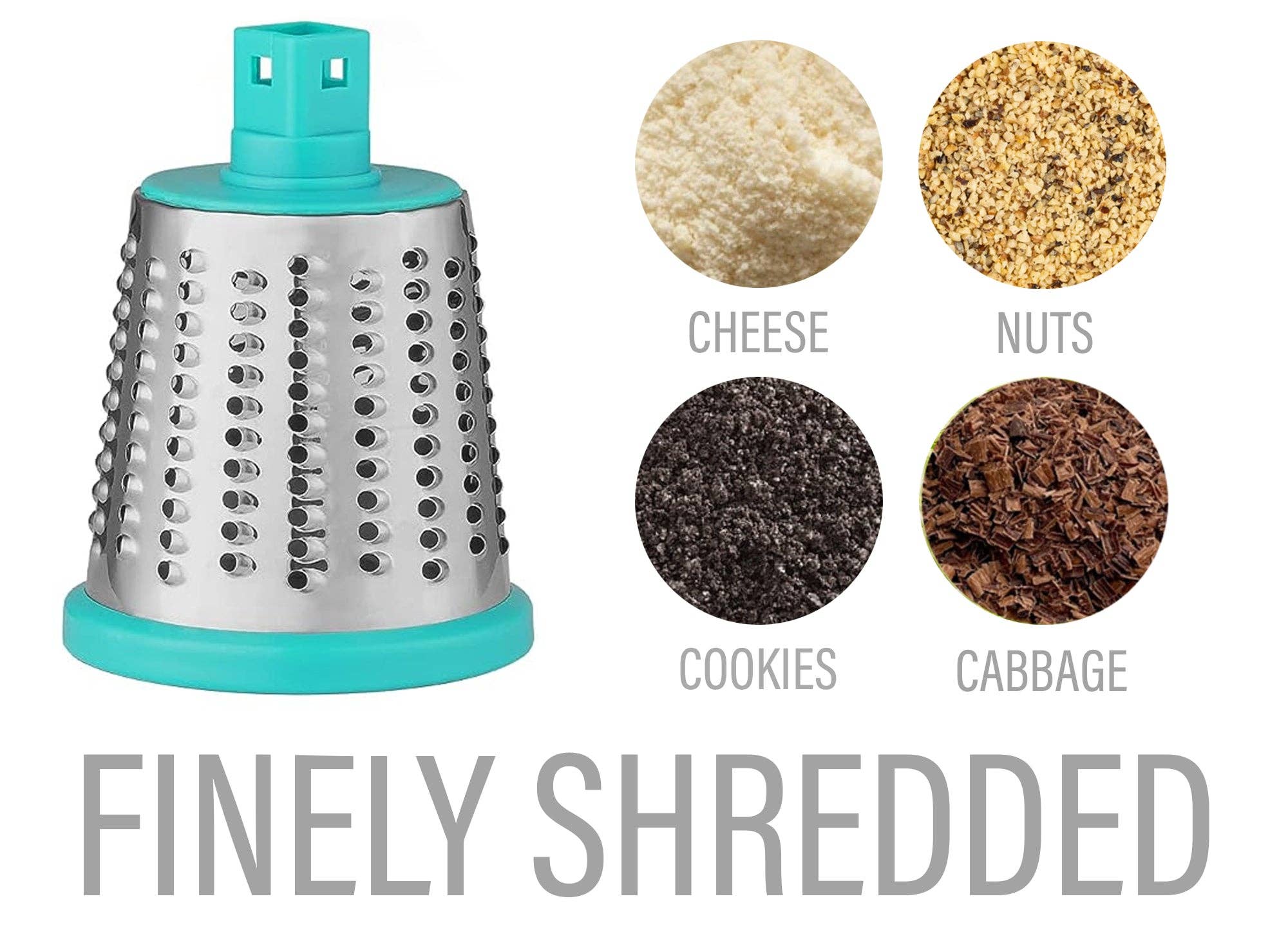 DE'VELO INC. - Vendita all'ingrosso Grattuge - Grattugia per Formaggio Rotante con Base a Ventosa e 3 Lame Intercambiabili14