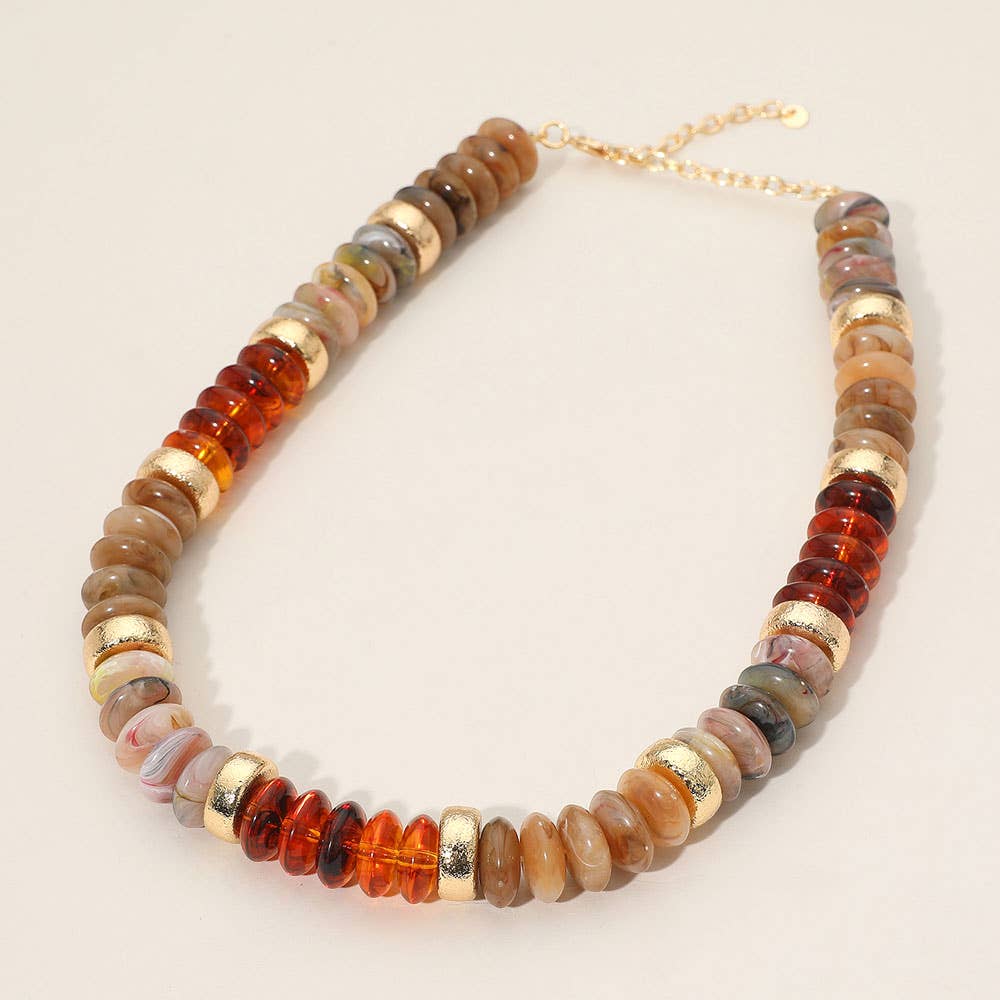 Sensibling Corp. - Wholesale Beaded/Pearl Necklace - Chunky Resin Disc Beaded Necklace9