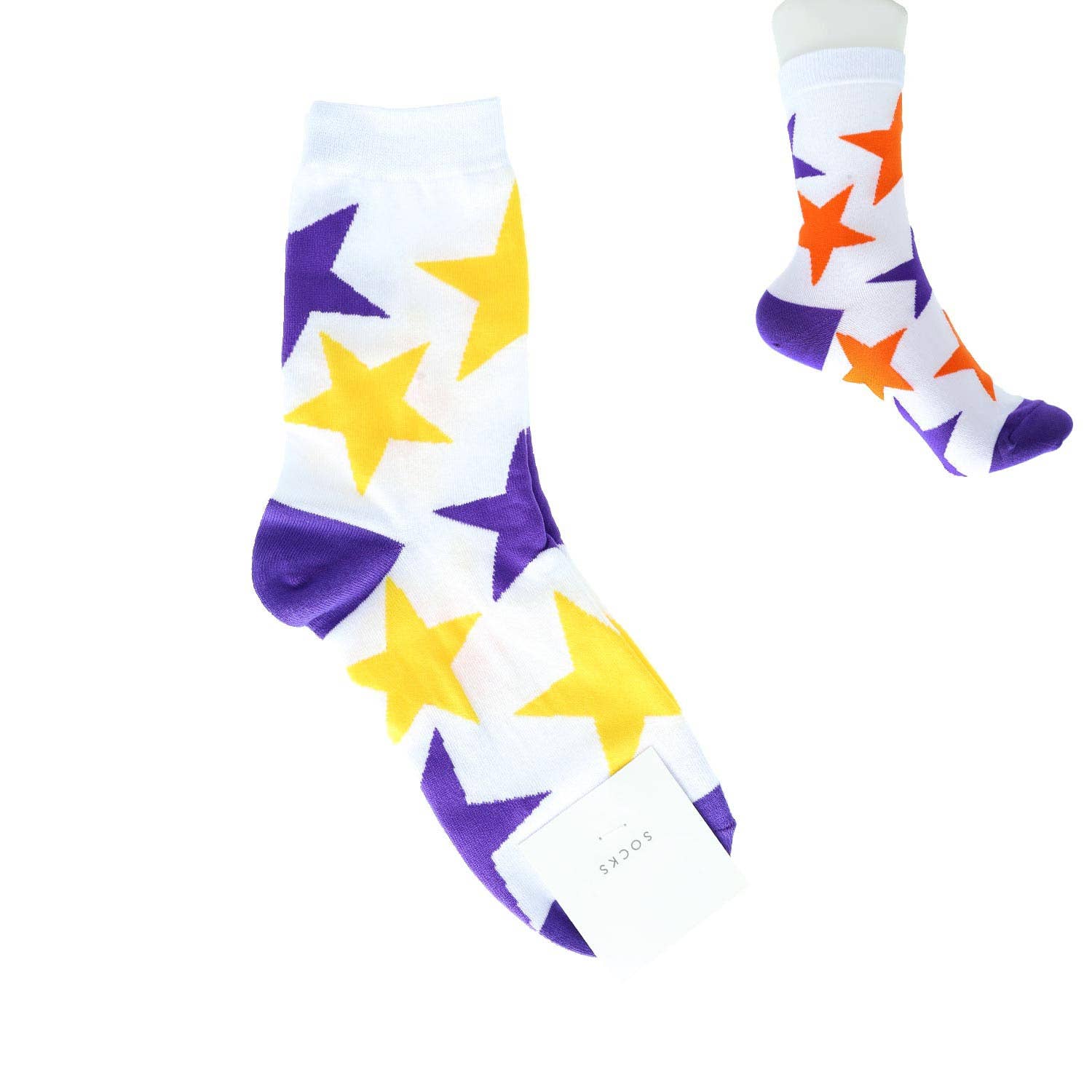 SP Sophia Collection - Vente Chaussettes – femme - Chaussettes ras du cou en tricot de coton à imprimé étoilé pour femmes3