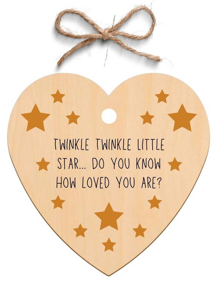 Placa de presente de coração pendurado em madeira Second Ave Twinkle Twinkle Little Star por atacado de Second Ave Gift Company
