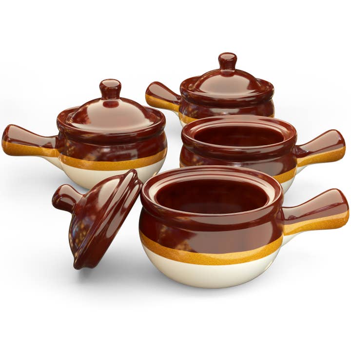 Kook - Wholesale Serve Bowl - Kook Puebla Ceramic French Onion Soup Crocks, Set of 4,15 oz3