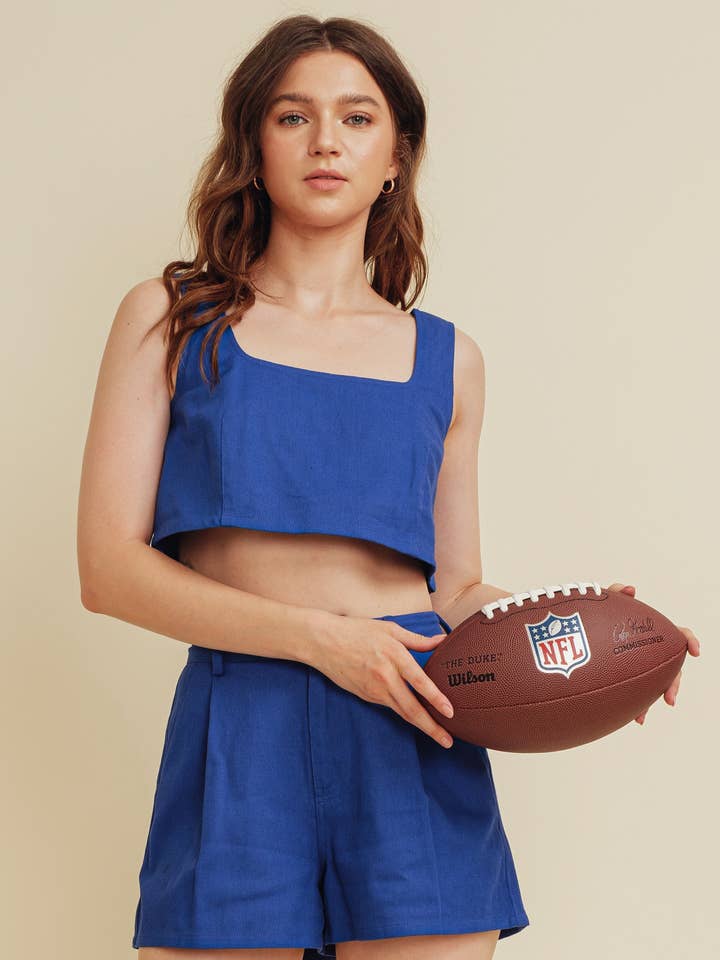 CT10449Y - Croptop för speldag med snörning för wholesale av Cloud Ten