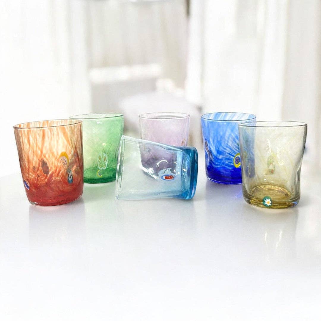 Mazzega Art & Design – wholesale Dricksglas och koppar – 6 glas i färgat glas « The Colors of Murano » TUMBLE-LIBERTY-MIX0