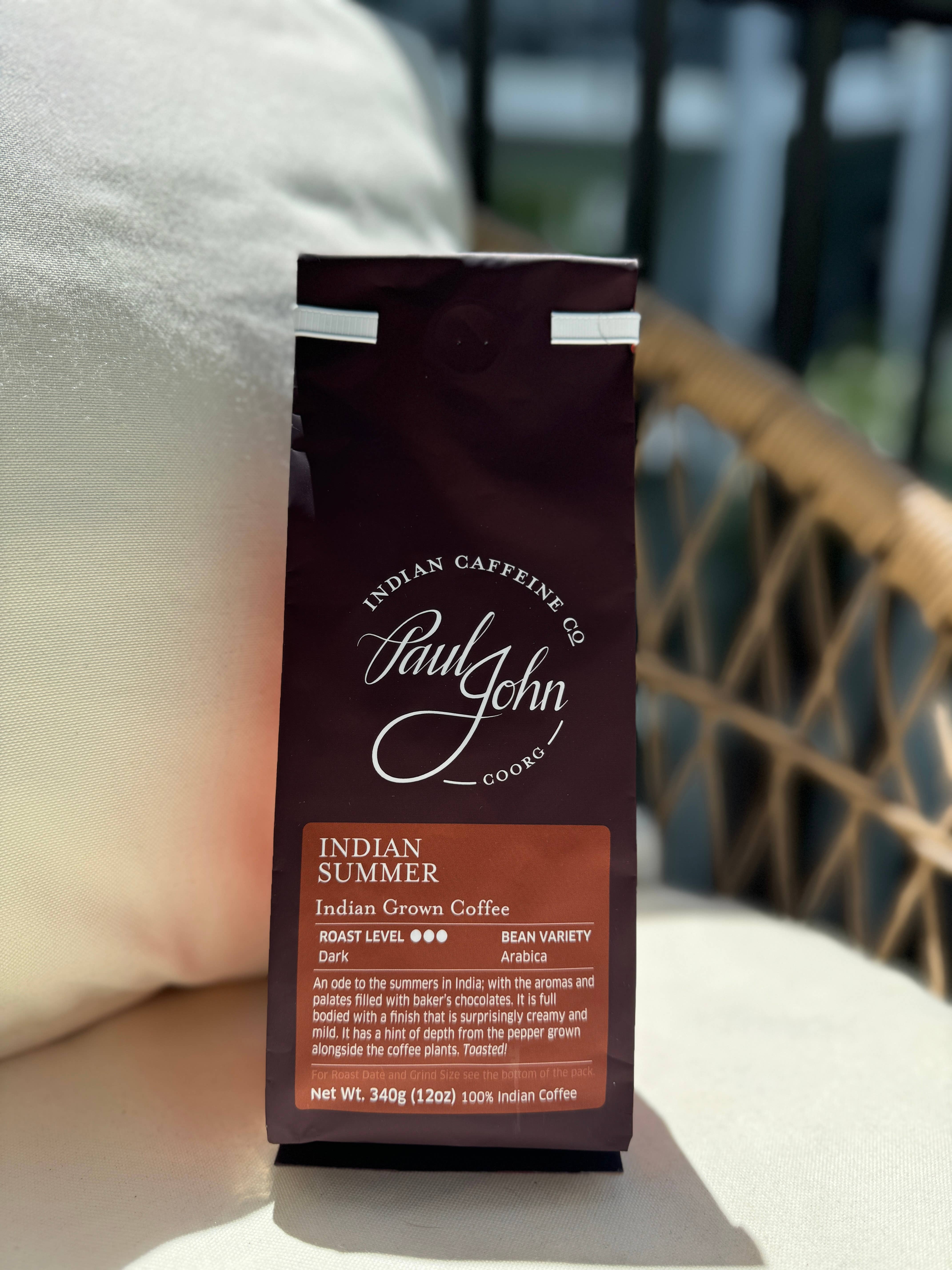 Paul John Indian Caffeine Co. - Wholesale Coffee Beans - Indian Coffee, Indian Summer, 12 oz bags, Beans3