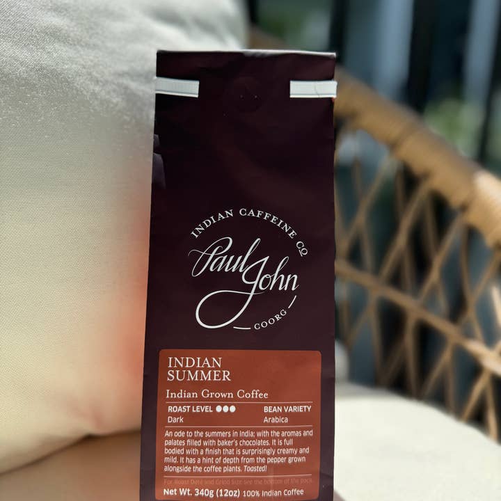 Paul John Indian Caffeine Co. - Wholesale Coffee Beans - Indian Coffee, Indian Summer, 12 oz bags, Beans3