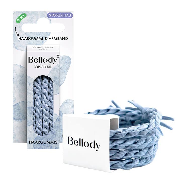 Hair scrunchies blue - Bellody® (4 pieces - Seychelles Blue) for wholesale by Bellody GmbH