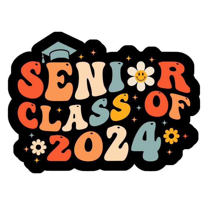 Seniorklasse 2024 blomsterklistermærke for engroshandel hos Stick to it creations