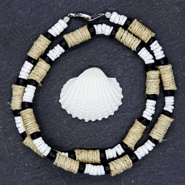 Natalia - Wholesale Choker/Collar - Summer Beach Hemp and Puka Shell Necklace Choker for Men- PC