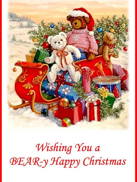 Christmas Holiday Greeting Card with Sleigh & Toys for wholesale by Just Write Arts