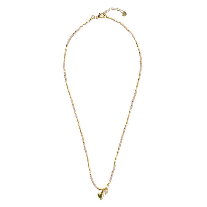 Honored Rose Quartz Necklace Gold Colored for wholesale by A Beautiful Story