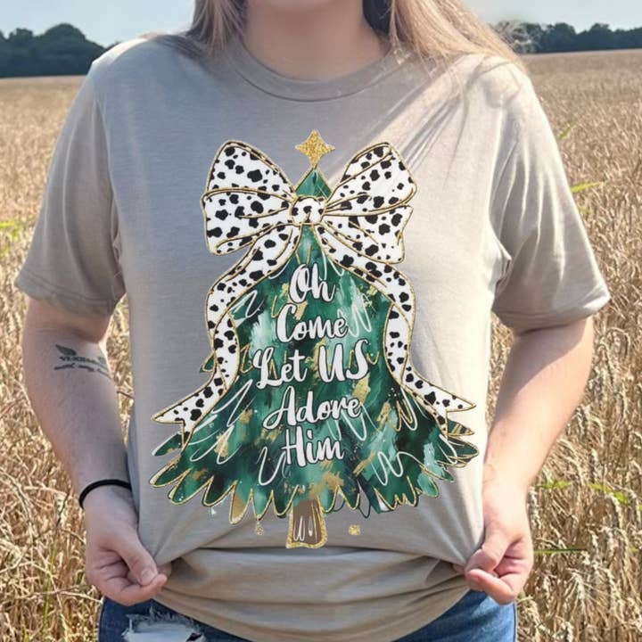 Christmas Tree Coquette Oh Come Let Us Adore Him | Holiday for wholesale by Texas Twisted Wholesale