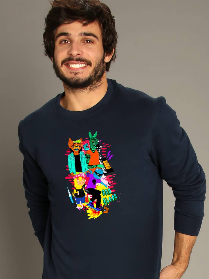 SWEAT NAVY HOMME BAD BLOOD pour la vente par Wooop