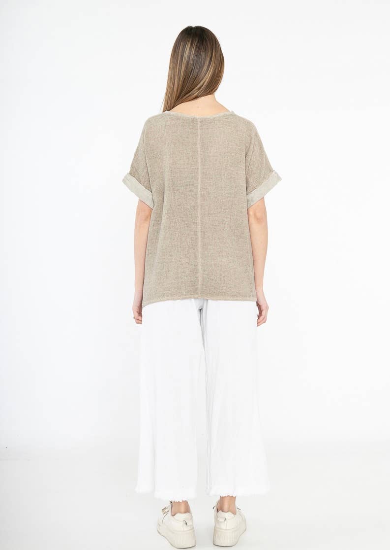 LINEN & COTTON HOUSE – Blusa - Mulher por atacado – Camisa de algodão e linho tamanho único46