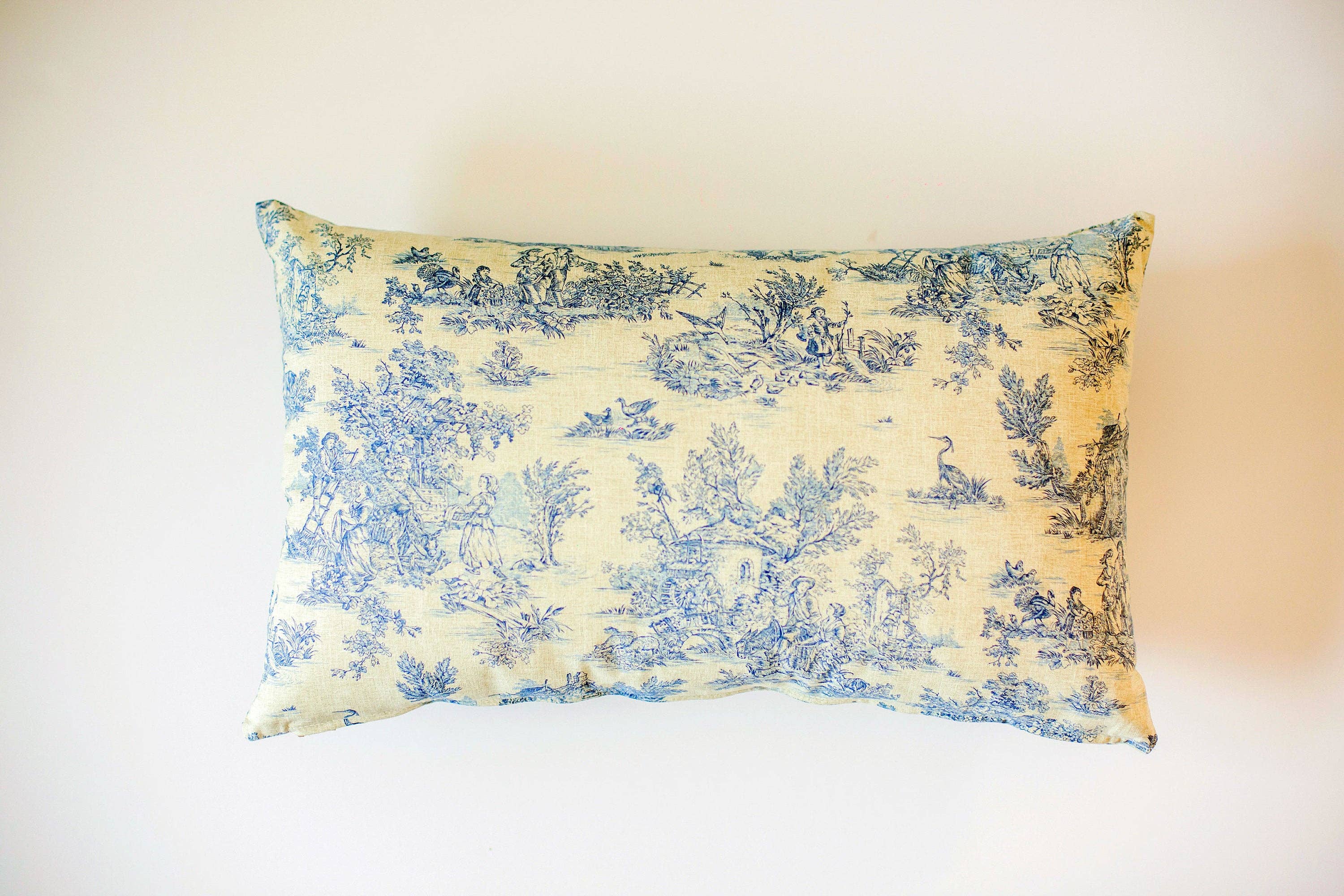Wholesale Toile De Jouy Pillow Cover Blue, 4 Sizes for your store - Faire, image size:3000x2000