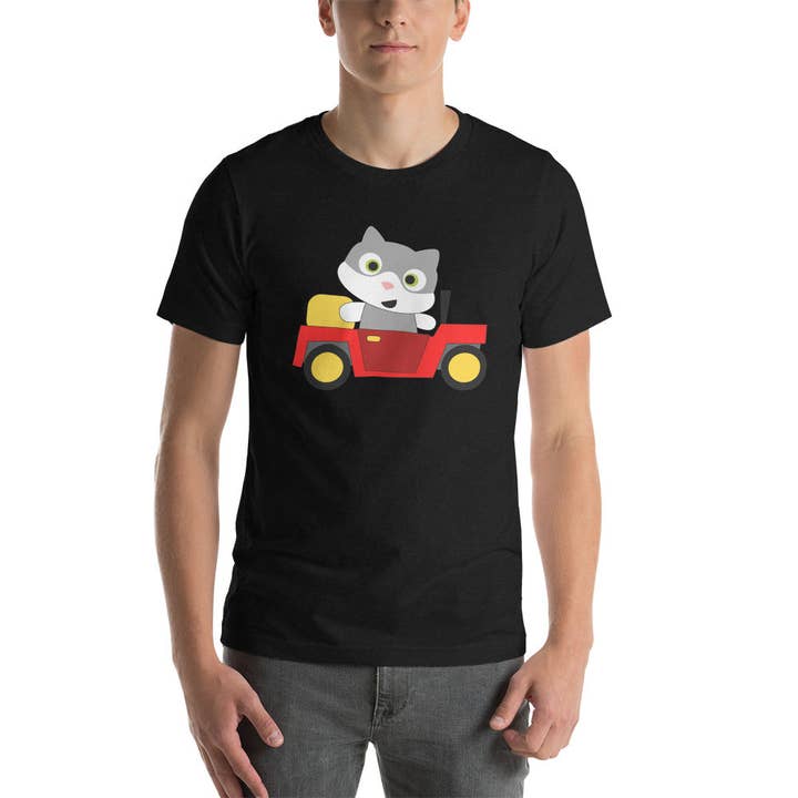 Katt som kör bil Unisex T-shirt för wholesale av Souverista