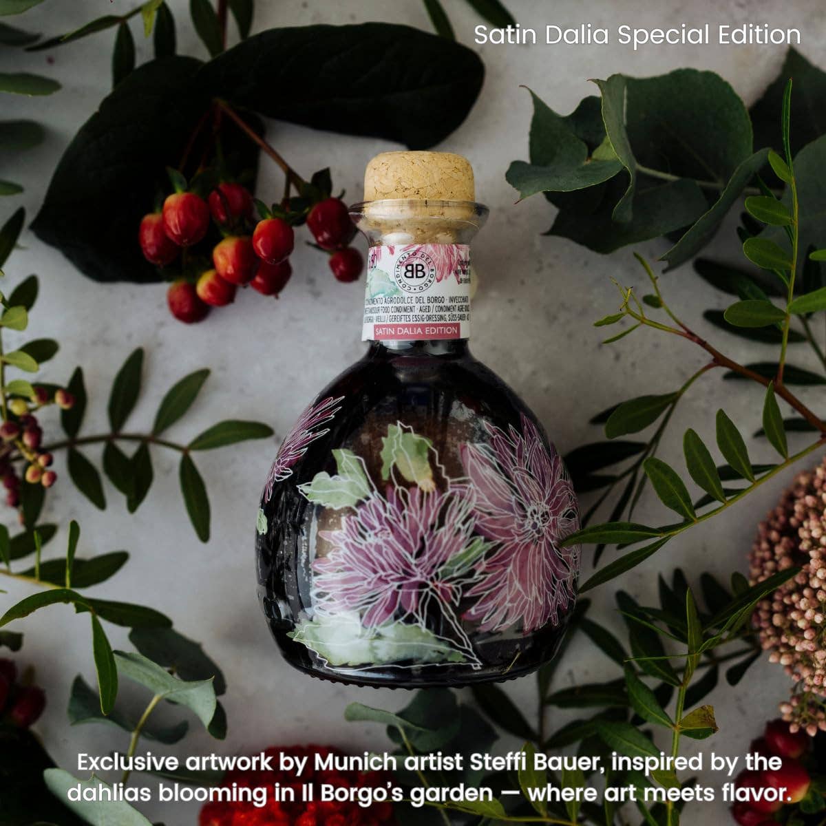 Wholesale Italian Food - Wholesale Vinegar - Il Borgo del Balsamico, Condiment Balsamic del Borgo Satin Dalia Edition 250 ml / (8.45 fl oz)4
