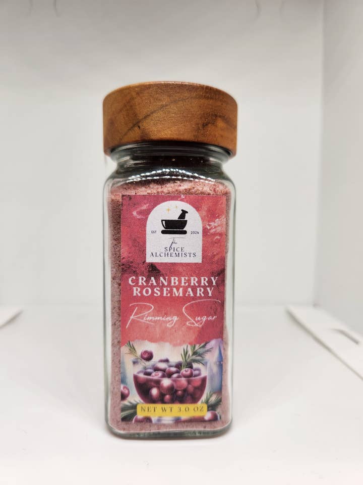 Zucchero rimming al mirtillo rosso e rosmarino per la vendita all'ingrosso da parte di The Spice Alchemists