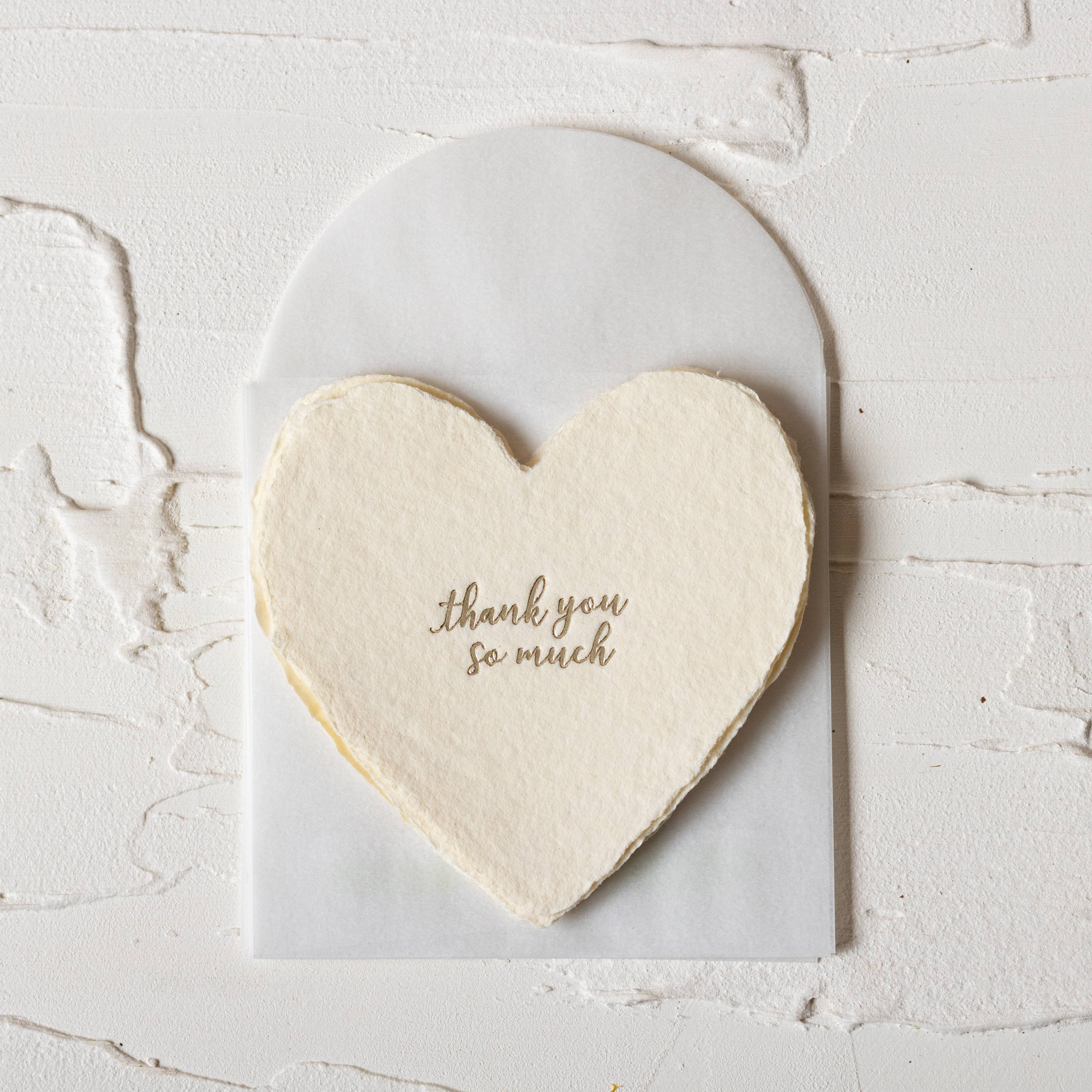 Oblation Papers & Press - Vente Cartes de remerciements - Thank You Much Petite Cœur en papier fait main1