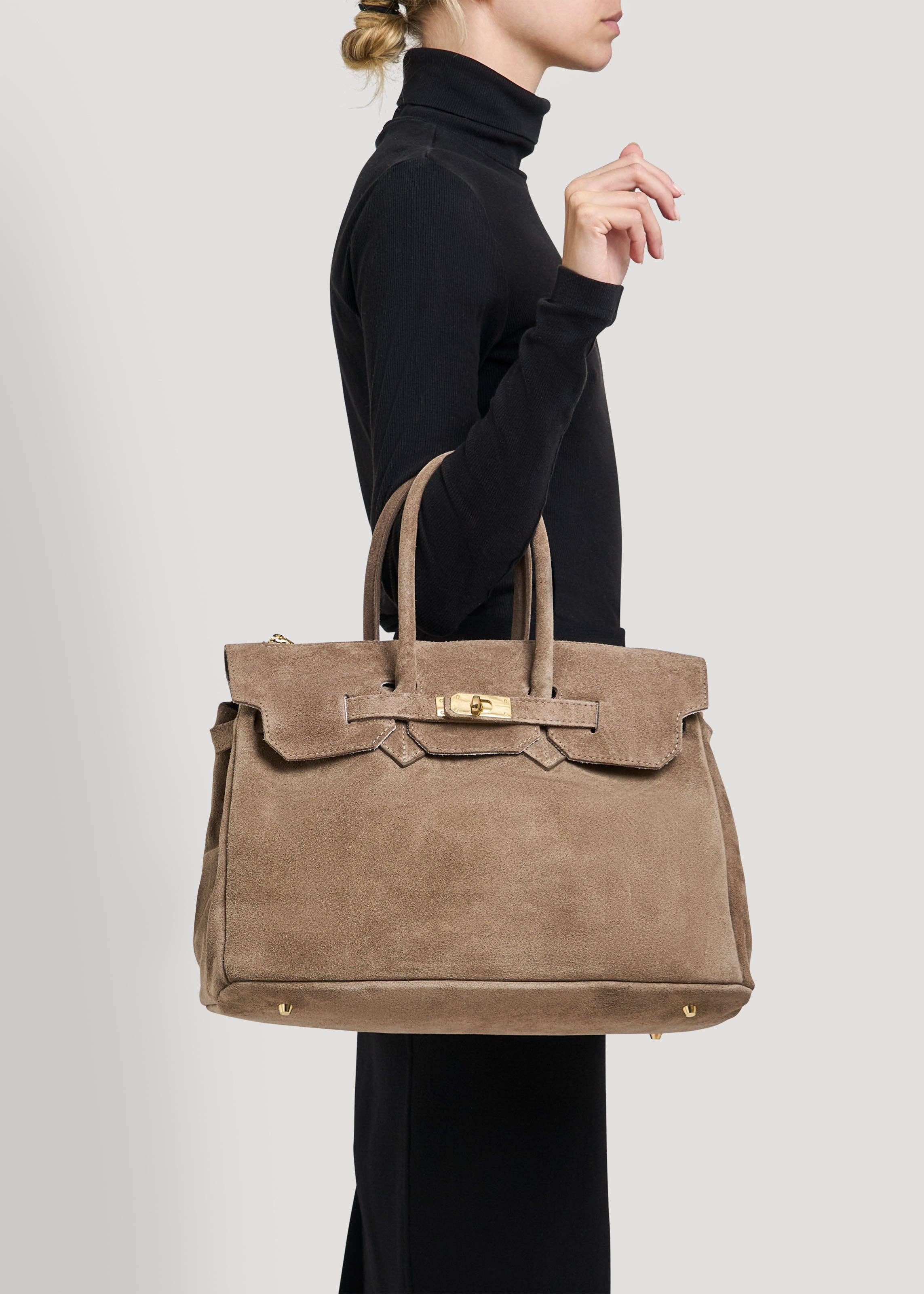 Voemièn - Venta al por mayor Bolso con asas - Mujer - Bolso Elizabeth en ante topo y cuero Togo6