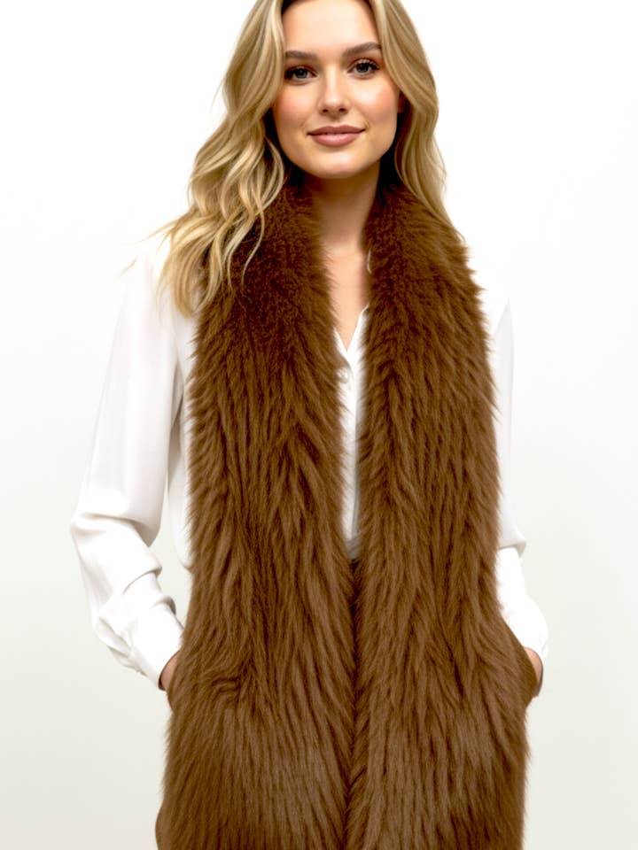 Luxur faux fur stole with pockets for wholesale by OKY